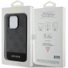 Guess iPhone 15 Pro - 4G Stripe Collection Θήκη με Επένδυση Συνθετικού Δέρματος - Grey - GUHCP15LG4GLGR