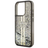 Guess iPhone 15 Pro Liquid Glitter Gold Stripes Σκληρή Θήκη με Πλαίσιο Σιλικόνης - Black - GUHCP15LLFCSEGK