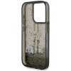 Guess iPhone 15 Pro Liquid Glitter Gold Stripes Σκληρή Θήκη με Πλαίσιο Σιλικόνης - Black - GUHCP15LLFCSEGK