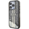 Guess iPhone 15 Pro Liquid Glitter Gold Stripes Σκληρή Θήκη με Πλαίσιο Σιλικόνης - Black - GUHCP15LLFCSEGK