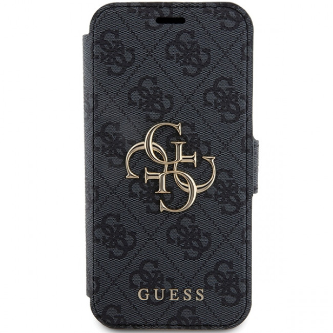 Guess iPhone 15 Pro 4G Big Metal Logo Θήκη Πορτοφόλι με Επένδυση Συνθετικού Δέρματος - Grey - GUBKP15L4GMGGR