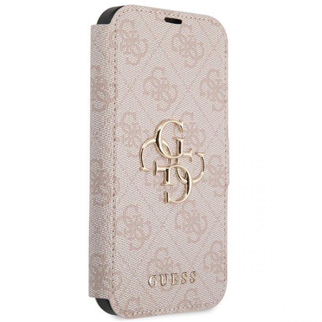 Guess iPhone 15 4G Big Metal Logo Θήκη Πορτοφόλι με Επένδυση Συνθετικού Δέρματος - Pink - GUBKP15S4GMGPI