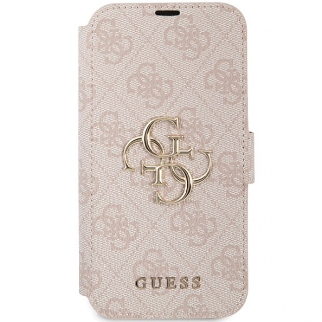 Guess iPhone 15 4G Big Metal Logo Θήκη Πορτοφόλι με Επένδυση Συνθετικού Δέρματος - Pink - GUBKP15S4GMGPI