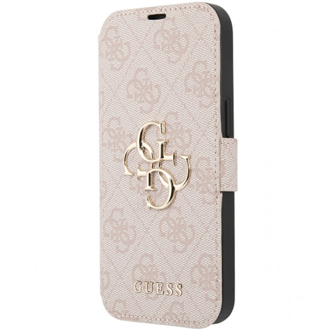 Guess iPhone 15 4G Big Metal Logo Θήκη Πορτοφόλι με Επένδυση Συνθετικού Δέρματος - Pink - GUBKP15S4GMGPI