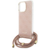 Guess iPhone 15 Pro Max Crossbody Cord 4G Print Σκληρή Θήκη με Πλαίσιο Σιλικόνης και Λουράκι - Pink - GUHCP15XHC4SEP