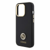 Guess iPhone 15 Pro Silicone Logo Strass 4G Σκληρή Θήκη με Πλαίσιο Σιλικόνης - Black - GUHCP15LM4DGPK