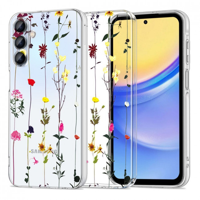 Tech-Protect Samsung Galaxy A55 5G Flexair+ Λεπτή Θήκη Σιλικόνης - Garden Floral - Διάφανη