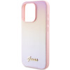 Guess iPhone 15 Pro Saffiano Iridescent Script Σκληρή Θήκη με Επένδυση Συνθετικού Δέρματος και Πλαίσιο Σιλικόνης - Pink - GUHCP15LPSAIRSP