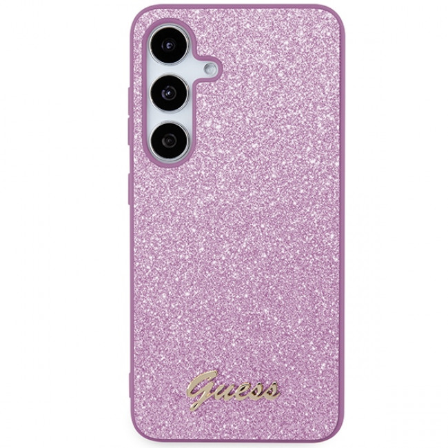 Guess Samsung Galaxy S24 Glitter Script Σκληρή Θήκη με Πλαίσιο Σιλικόνης - Purple - GUHCS24SHGGSHU