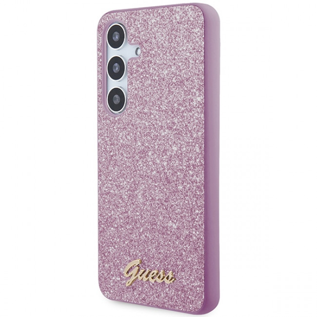 Guess Samsung Galaxy S24 Glitter Script Σκληρή Θήκη με Πλαίσιο Σιλικόνης - Purple - GUHCS24SHGGSHU