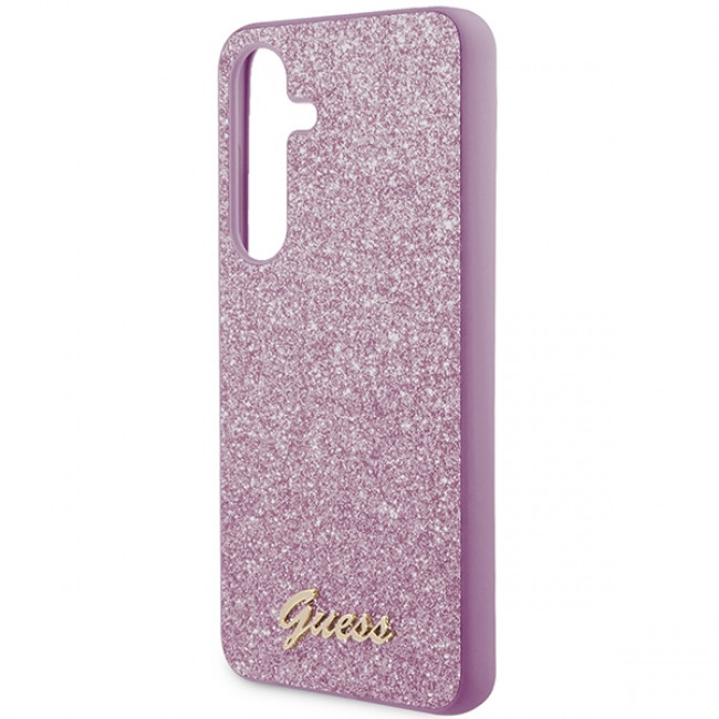 Guess Samsung Galaxy S24 Glitter Script Σκληρή Θήκη με Πλαίσιο Σιλικόνης - Purple - GUHCS24SHGGSHU