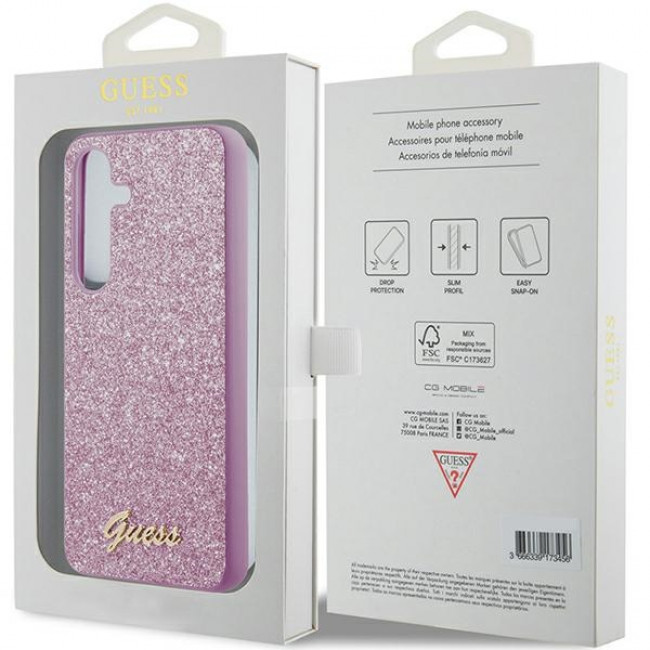 Guess Samsung Galaxy S24 Glitter Script Σκληρή Θήκη με Πλαίσιο Σιλικόνης - Purple - GUHCS24SHGGSHU