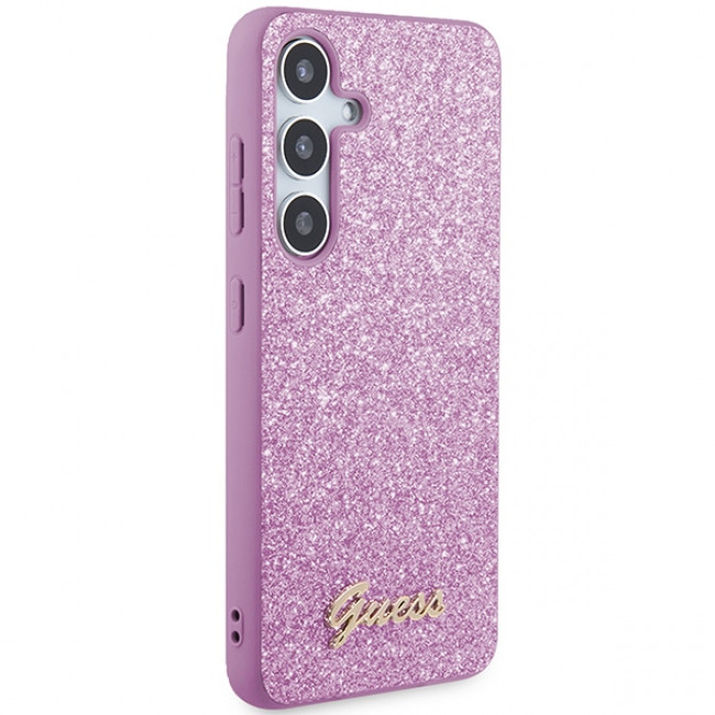 Guess Samsung Galaxy S24 Glitter Script Σκληρή Θήκη με Πλαίσιο Σιλικόνης - Purple - GUHCS24SHGGSHU