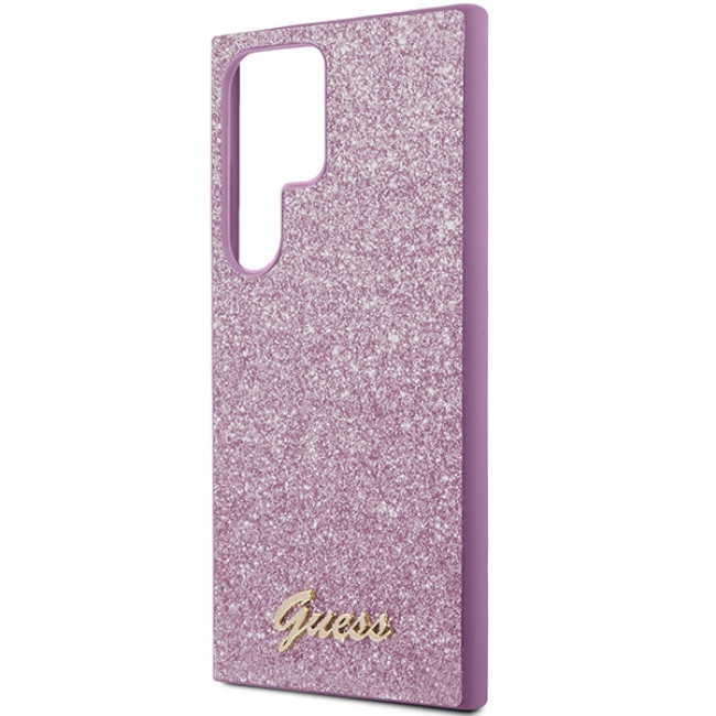 Guess Samsung Galaxy S24 Ultra Glitter Script Σκληρή Θήκη με Πλαίσιο Σιλικόνης - Purple - GUHCS24LHGGSHU