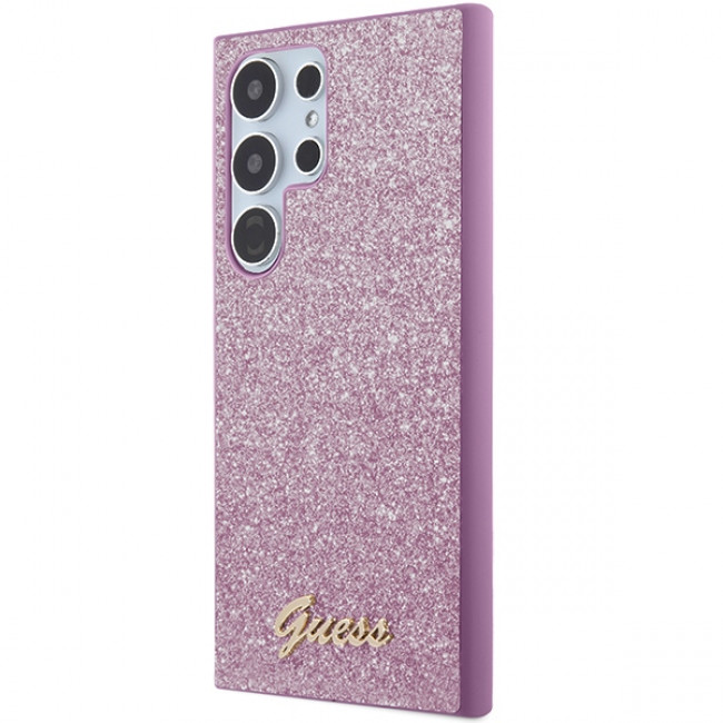 Guess Samsung Galaxy S24 Ultra Glitter Script Σκληρή Θήκη με Πλαίσιο Σιλικόνης - Purple - GUHCS24LHGGSHU