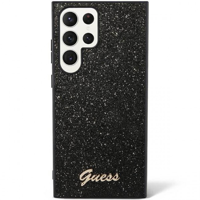 Guess Samsung Galaxy S24 Ultra Glitter Script Σκληρή Θήκη με Πλαίσιο Σιλικόνης - Black - GUHCS24LHGGSHK