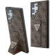 Guess Samsung Galaxy S24 Ultra Grip Stand 4G Triangle Strass Logo Θήκη με Επένδυση Συνθετικού Δέρματος και Stand - Brown - GUHCS24LPGS4TDW