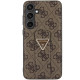 Guess Samsung Galaxy S24+ Grip Stand 4G Triangle Strass Logo Θήκη με Επένδυση Συνθετικού Δέρματος και Stand - Brown - GUHCS24MPGS4TDW