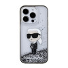 Karl Lagerfeld iPhone 15 Pro - Liquid Glitter Ikonik Σκληρή Θήκη με Πλαίσιο Σιλικόνης - Διάφανη - KLHCP15LLKKNSK