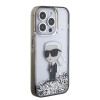 Karl Lagerfeld iPhone 15 Pro - Liquid Glitter Ikonik Σκληρή Θήκη με Πλαίσιο Σιλικόνης - Διάφανη - KLHCP15LLKKNSK