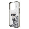 Karl Lagerfeld iPhone 15 Pro - Liquid Glitter Ikonik Σκληρή Θήκη με Πλαίσιο Σιλικόνης - Διάφανη - KLHCP15LLKKNSK