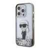 Karl Lagerfeld iPhone 15 Pro - Liquid Glitter Ikonik Σκληρή Θήκη με Πλαίσιο Σιλικόνης - Διάφανη - KLHCP15LLKKNSK