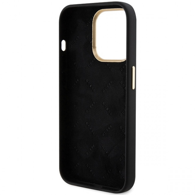 Guess iPhone 15 Pro Silicone Script Metal Logo and Frame Σκληρή Θήκη με Πλαίσιο Σιλικόνης - Black - GUHCP15LSMBSLK