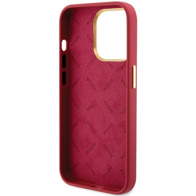 Guess iPhone 15 Pro Silicone Script Metal Logo and Frame Σκληρή Θήκη με Πλαίσιο Σιλικόνης - Magenta - GUHCP15LSMBSLM