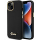 Guess iPhone 15 Silicone Script Metal Logo and Frame Σκληρή Θήκη με Πλαίσιο Σιλικόνης - Black - GUHCP15SSMBSLK