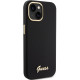 Guess iPhone 15 Silicone Script Metal Logo and Frame Σκληρή Θήκη με Πλαίσιο Σιλικόνης - Black - GUHCP15SSMBSLK