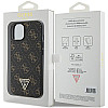 Guess iPhone 15 Plus - 4G Triangle Metal Logo Σκληρή Θήκη με Επένδυση Συνθετικού Δέρματος και Πλαίσιο Σιλικόνης - Black - GUHCP15MPG4GPK