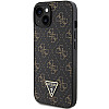 Guess iPhone 15 Plus - 4G Triangle Metal Logo Σκληρή Θήκη με Επένδυση Συνθετικού Δέρματος και Πλαίσιο Σιλικόνης - Black - GUHCP15MPG4GPK