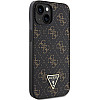 Guess iPhone 15 Plus - 4G Triangle Metal Logo Σκληρή Θήκη με Επένδυση Συνθετικού Δέρματος και Πλαίσιο Σιλικόνης - Black - GUHCP15MPG4GPK