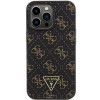 Guess iPhone 15 Pro - 4G Triangle Metal Logo Σκληρή Θήκη με Επένδυση Συνθετικού Δέρματος και Πλαίσιο Σιλικόνης - Black - GUHCP15LPG4GPK