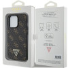 Guess iPhone 15 Pro - 4G Triangle Metal Logo Σκληρή Θήκη με Επένδυση Συνθετικού Δέρματος και Πλαίσιο Σιλικόνης - Black - GUHCP15LPG4GPK