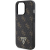 Guess iPhone 15 Pro - 4G Triangle Metal Logo Σκληρή Θήκη με Επένδυση Συνθετικού Δέρματος και Πλαίσιο Σιλικόνης - Black - GUHCP15LPG4GPK