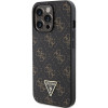 Guess iPhone 15 Pro - 4G Triangle Metal Logo Σκληρή Θήκη με Επένδυση Συνθετικού Δέρματος και Πλαίσιο Σιλικόνης - Black - GUHCP15LPG4GPK