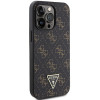 Guess iPhone 15 Pro - 4G Triangle Metal Logo Σκληρή Θήκη με Επένδυση Συνθετικού Δέρματος και Πλαίσιο Σιλικόνης - Black - GUHCP15LPG4GPK