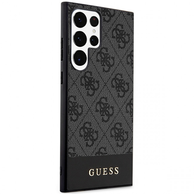 Guess Samsung Galaxy S24 Ultra - 4G Stripe Collection Θήκη με Επένδυση Συνθετικού Δέρματος - Black - GUHCS24LG4GLGR