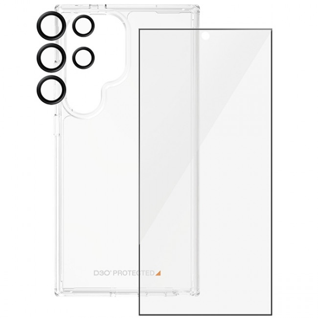 PanzerGlass Samsung Galaxy S24 Ultra - Σετ με 1 Αντιχαρακτικό Γυαλί Οθόνης Ultra-Wide Fit, 1 Αντιχαρακτικό Γυαλί για την Κάμερα και 1 Σκληρή Θήκη - Clear