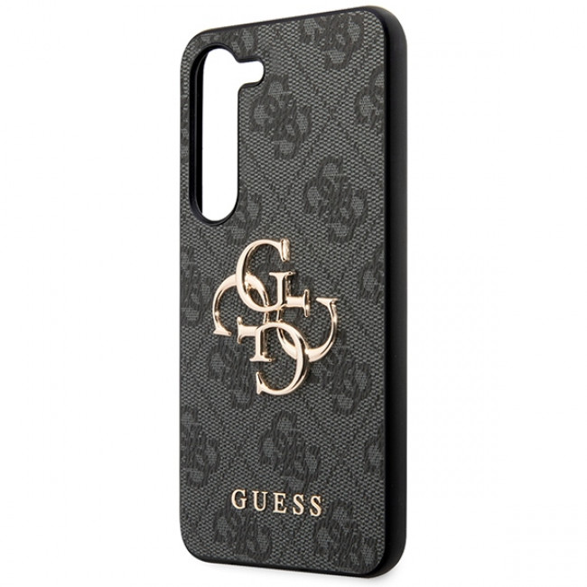 Guess Samsung Galaxy S24 - 4G Big Metal Logo Θήκη με Επένδυση Συνθετικού Δέρματος - Black - GUHCS24S4GMGGR