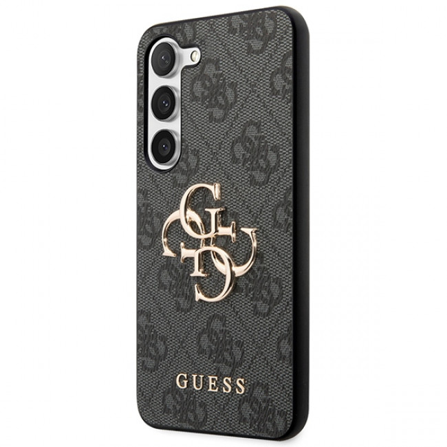 Guess Samsung Galaxy S24 - 4G Big Metal Logo Θήκη με Επένδυση Συνθετικού Δέρματος - Black - GUHCS24S4GMGGR