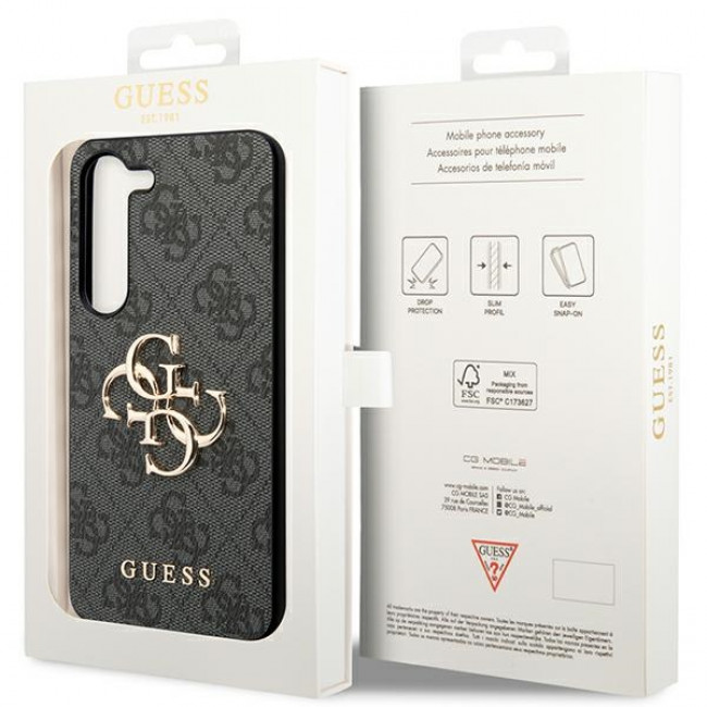 Guess Samsung Galaxy S24 - 4G Big Metal Logo Θήκη με Επένδυση Συνθετικού Δέρματος - Black - GUHCS24S4GMGGR