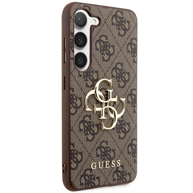 Guess Samsung Galaxy S24 - 4G Big Metal Logo Θήκη με Επένδυση Συνθετικού Δέρματος - Brown - GUHCS24S4GMGBR