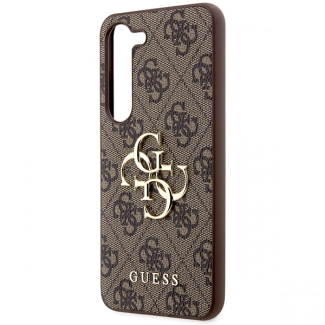 Guess Samsung Galaxy S24 - 4G Big Metal Logo Θήκη με Επένδυση Συνθετικού Δέρματος - Brown - GUHCS24S4GMGBR