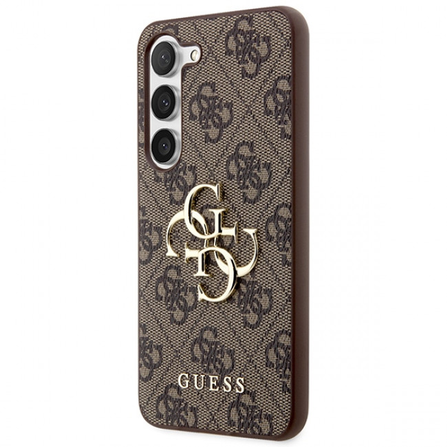 Guess Samsung Galaxy S24 - 4G Big Metal Logo Θήκη με Επένδυση Συνθετικού Δέρματος - Brown - GUHCS24S4GMGBR