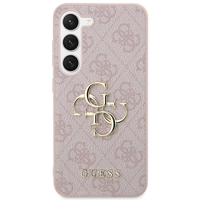 Guess Samsung Galaxy S24+ - 4G Big Metal Logo Θήκη με Επένδυση Συνθετικού Δέρματος - Pink - GUHCS24M4GMGPI