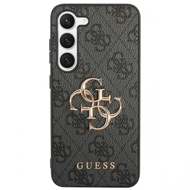 Guess Samsung Galaxy S24+ - 4G Big Metal Logo Θήκη με Επένδυση Συνθετικού Δέρματος - Black - GUHCS24M4GMGGR