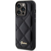 Guess iPhone 15 Pro - Quilted Metal Logo Θήκη με Επένδυση Συνθετικού Δέρματος - Black - GUHCP15LPSQSQSK