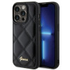 Guess iPhone 15 Pro - Quilted Metal Logo Θήκη με Επένδυση Συνθετικού Δέρματος - Black - GUHCP15LPSQSQSK